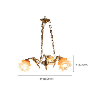 ZOWALA - Gold Flower Angel Chain Glass 3-Light Medium Chandelier #size