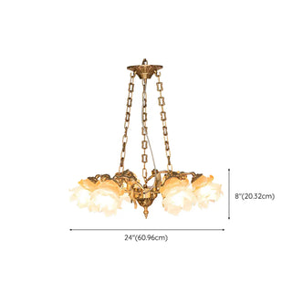 ZOWALA - Gold Flower Angel Chain Glass 3-Light Medium Chandelier Image - 14