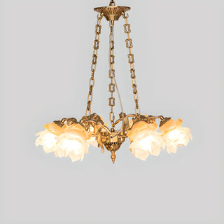 ZOWALA - Gold Flower Angel Chain Glass 3-Light Medium Chandelier Image - 7