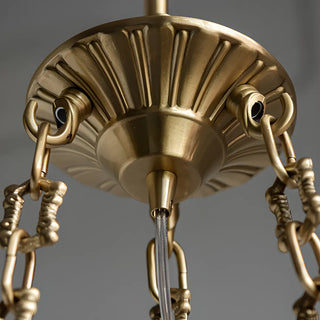 ZOWALA - Gold Flower Angel Chain Glass 3-Light Medium Chandelier Image - 8