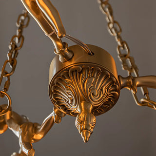 ZOWALA - Gold Flower Angel Chain Glass 3-Light Medium Chandelier Image - 9