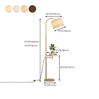 ZOWALA - Simple Adjustable Barrel Gold Floor Lamp with Storage #size
