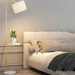 ZOWALA - Simple Adjustable Barrel Gold Floor Lamp with Storage Image - 9