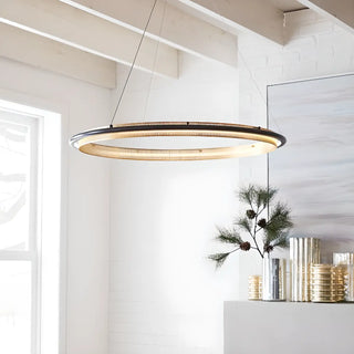 ZOWALA - Gold LED Circular Ring Chandelier Image - 2