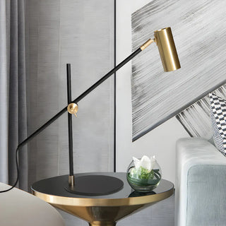 Sleek Gold Adjustable Column Shade Metal Table Lamp Zawala Image - 1