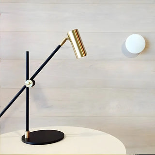 Sleek Gold Adjustable Column Shade Metal Table Lamp Zawala Image - 2