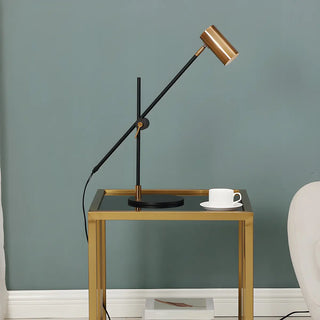 Sleek Gold Adjustable Column Shade Metal Table Lamp Zawala Image - 3