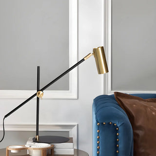 Sleek Gold Adjustable Column Shade Metal Table Lamp Zawala Image - 4