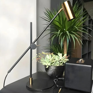 Sleek Gold Adjustable Column Shade Metal Table Lamp Zawala Image - 5