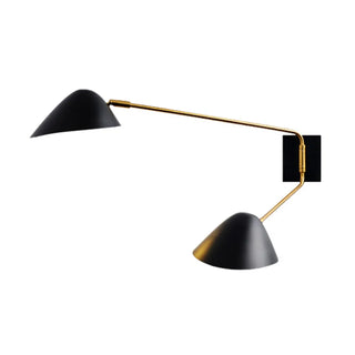 Modern Black Geometric Dual-Arm Rotatable Wall Lamp Zawala Image - 10