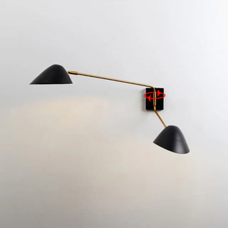 Modern Black Geometric Dual-Arm Rotatable Wall Lamp Zawala Image - 12