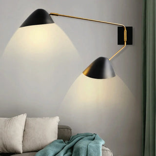 Modern Black Geometric Dual-Arm Rotatable Wall Lamp Zawala Image - 17
