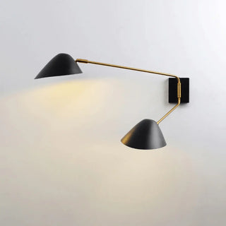 Modern Black Geometric Dual-Arm Rotatable Wall Lamp Zawala Image - 2