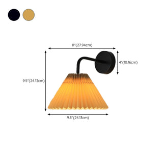 Bedroom Brown Pleated Fabric Shade Cone Wall Sconce Image - 29