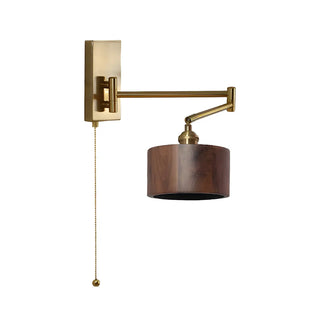 ZOWALA - Contemporary Cylinder Swing Arm Wood Brown Wall Light Image - 6