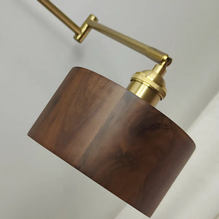 ZOWALA - Contemporary Cylinder Swing Arm Wood Brown Wall Light Image - 7