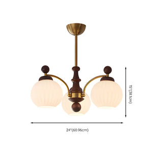 ZOWALA - Ball Glass Wood Brown Downrod Living Room Chandelier #size