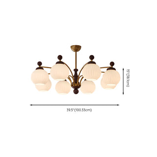 ZOWALA - Ball Glass Wood Brown Downrod Living Room Chandelier Image - 12