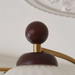 ZOWALA - Ball Glass Wood Brown Downrod Living Room Chandelier Image - 7