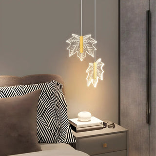 ZOWALA - Modern Maple Clear Acrylic Leaf Bedroom Pendant Light Image - 1