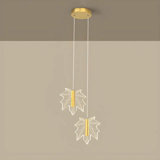 ZOWALA - Modern Maple Clear Acrylic Leaf Bedroom Pendant Light Image - 10