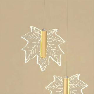 ZOWALA - Modern Maple Clear Acrylic Leaf Bedroom Pendant Light Image - 12