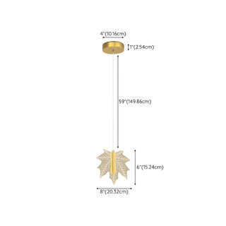 ZOWALA - Modern Maple Clear Acrylic Leaf Bedroom Pendant Light #size