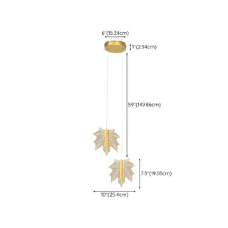 ZOWALA - Modern Maple Clear Acrylic Leaf Bedroom Pendant Light Image - 15