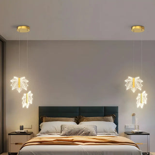 ZOWALA - Modern Maple Clear Acrylic Leaf Bedroom Pendant Light Image - 2