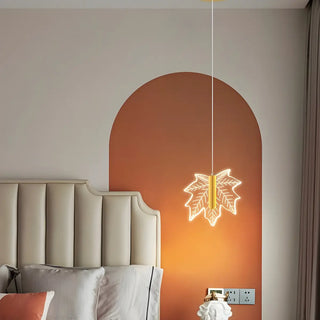 ZOWALA - Modern Maple Clear Acrylic Leaf Bedroom Pendant Light Image - 3
