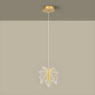 ZOWALA - Modern Maple Clear Acrylic Leaf Bedroom Pendant Light Image - 7