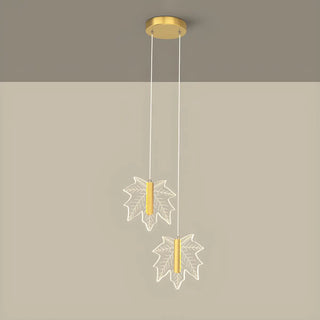 ZOWALA - Modern Maple Clear Acrylic Leaf Bedroom Pendant Light Image - 9
