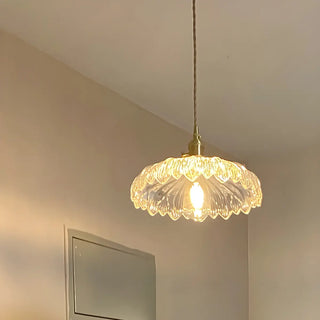 ZOWALA - Nordic Flower Glass Gold Adjustable Clear Pendant Light Image - 1