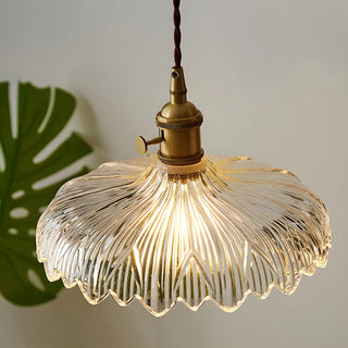 ZOWALA - Nordic Flower Glass Gold Adjustable Clear Pendant Light Image - 12
