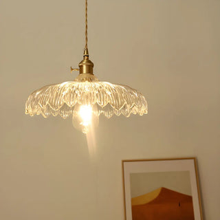 ZOWALA - Nordic Flower Glass Gold Adjustable Clear Pendant Light Image - 2
