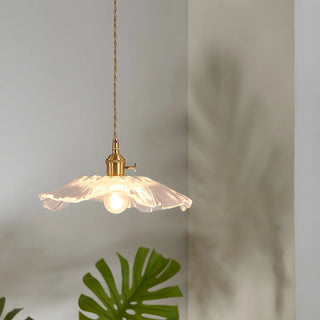 ZOWALA - Nordic Flower Glass Gold Adjustable Clear Pendant Light Image - 8