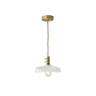 ZOWALA - Nordic Flower Glass Gold Adjustable Clear Pendant Light Image - 9