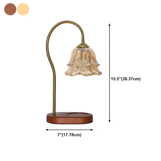 ZOWALA - Modern Clear Glass Flower Shade Wood Base Table Lamp Image - 16