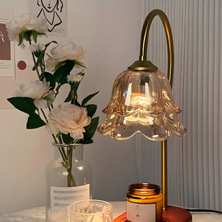 ZOWALA - Modern Clear Glass Flower Shade Wood Base Table Lamp Image - 7