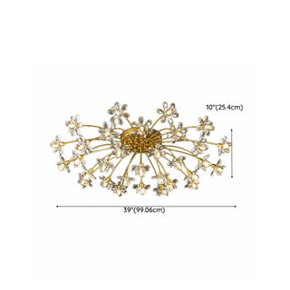 ZOWALA - Gold Floral Crystal Semi-Flush Mount Ceiling Light #size