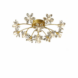 ZOWALA - Gold Floral Crystal Semi-Flush Mount Ceiling Light Image - 6