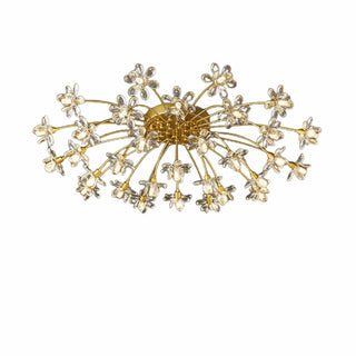 ZOWALA - Gold Floral Crystal Semi-Flush Mount Ceiling Light Image - 7