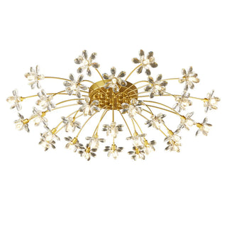 ZOWALA - Gold Floral Crystal Semi-Flush Mount Ceiling Light Image - 8