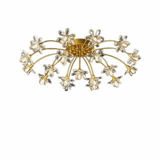 ZOWALA - Gold Floral Crystal Semi-Flush Mount Ceiling Light Image - 5