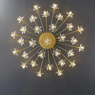 ZOWALA - Gold Floral Crystal Semi-Flush Mount Ceiling Light Image - 11