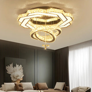 ZOWALA - Luxury Geometric Spiral Crystal LED Flush Mount Light Image - 1