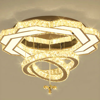ZOWALA - Luxury Geometric Spiral Crystal LED Flush Mount Light Image - 10