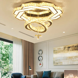 ZOWALA - Luxury Geometric Spiral Crystal LED Flush Mount Light Image - 2