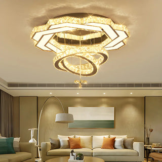 ZOWALA - Luxury Geometric Spiral Crystal LED Flush Mount Light Image - 3