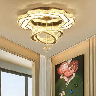ZOWALA - Luxury Geometric Spiral Crystal LED Flush Mount Light Image - 4
